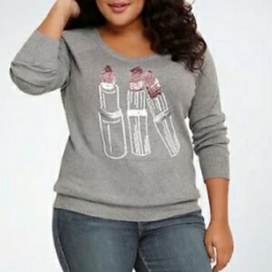 Torrid Sequin Lipstick Knit Pullover Sweater